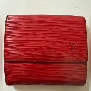 Louis Vuitton Red Epi Elise Trifold Wallet authentic